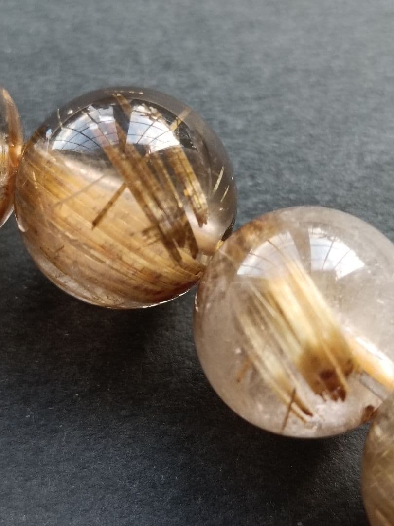 ゴールドルチル クォーツ 12mm玉 17cm ブレスレット　②