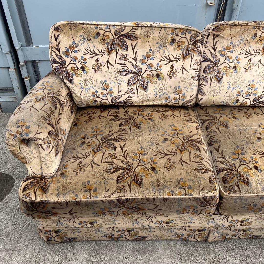 マルニ木工 地中海シリーズ 花柄ベロア 二人掛けソファー アームチェア