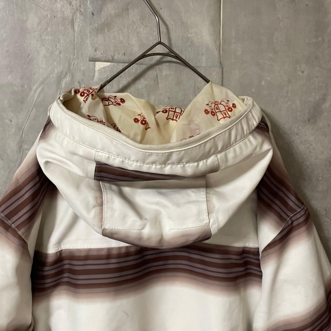 Burtonバートンスキーウェアスノーボードジャケットパーカー白茶色ボーダー希少