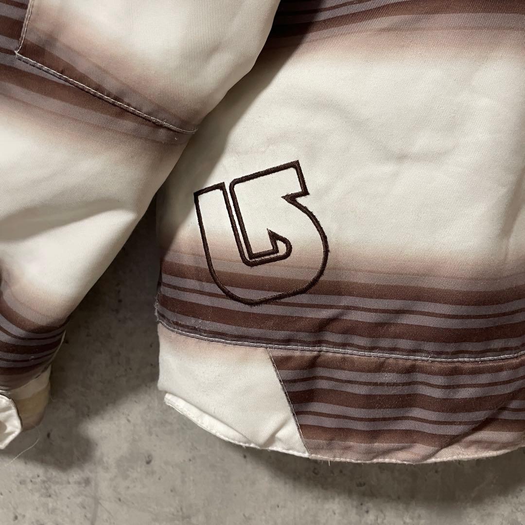 Burtonバートンスキーウェアスノーボードジャケットパーカー白茶色ボーダー希少