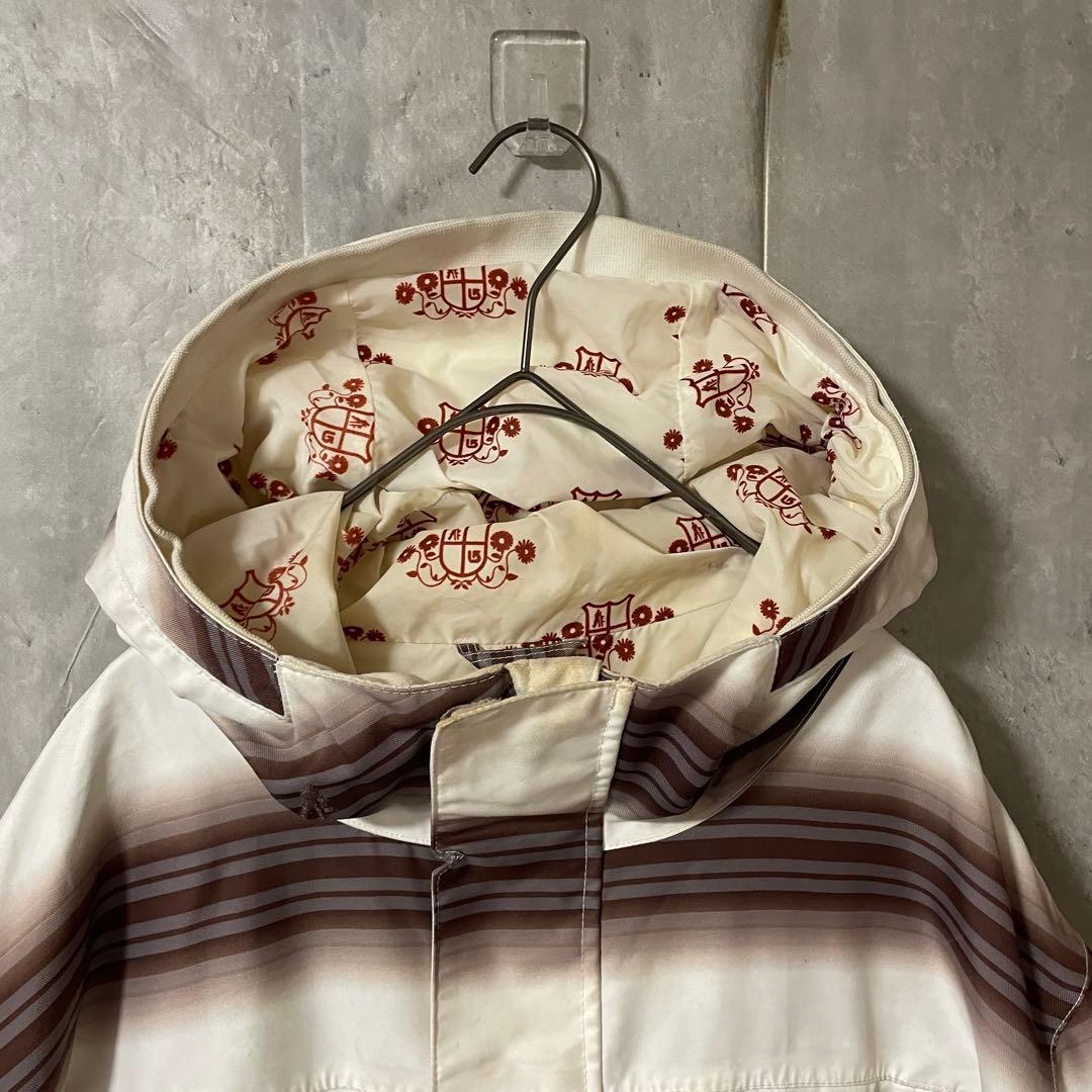 Burtonバートンスキーウェアスノーボードジャケットパーカー白茶色ボーダー希少