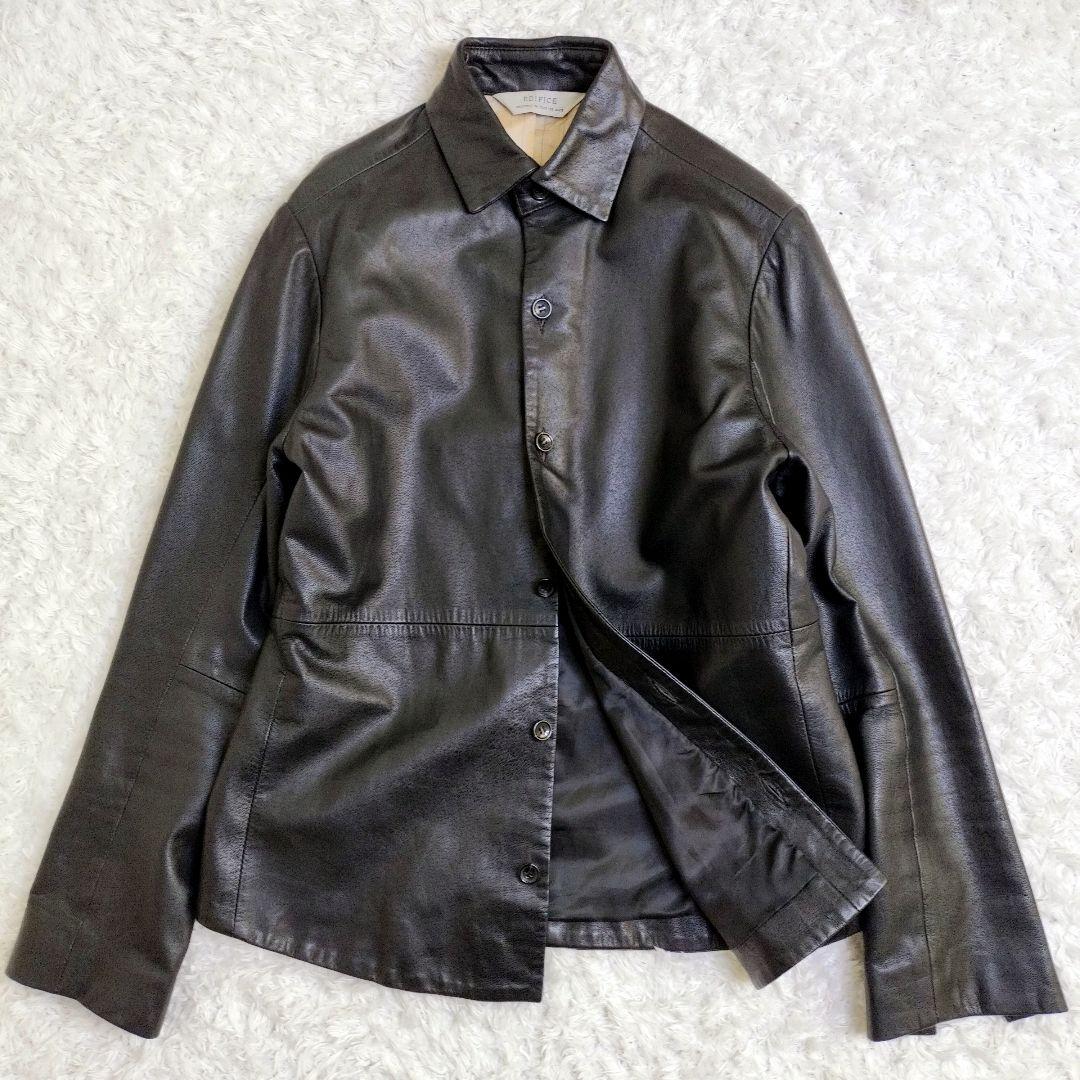エディフィス　レザージャケット　ラムレザー　シープスキン　羊　本革　ブラック