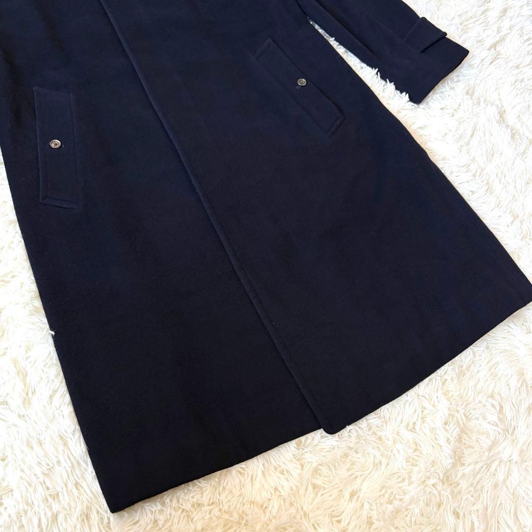 BURBERRY バーバリー カシミヤ混 ステンカラーコート 比翼 ネイビー