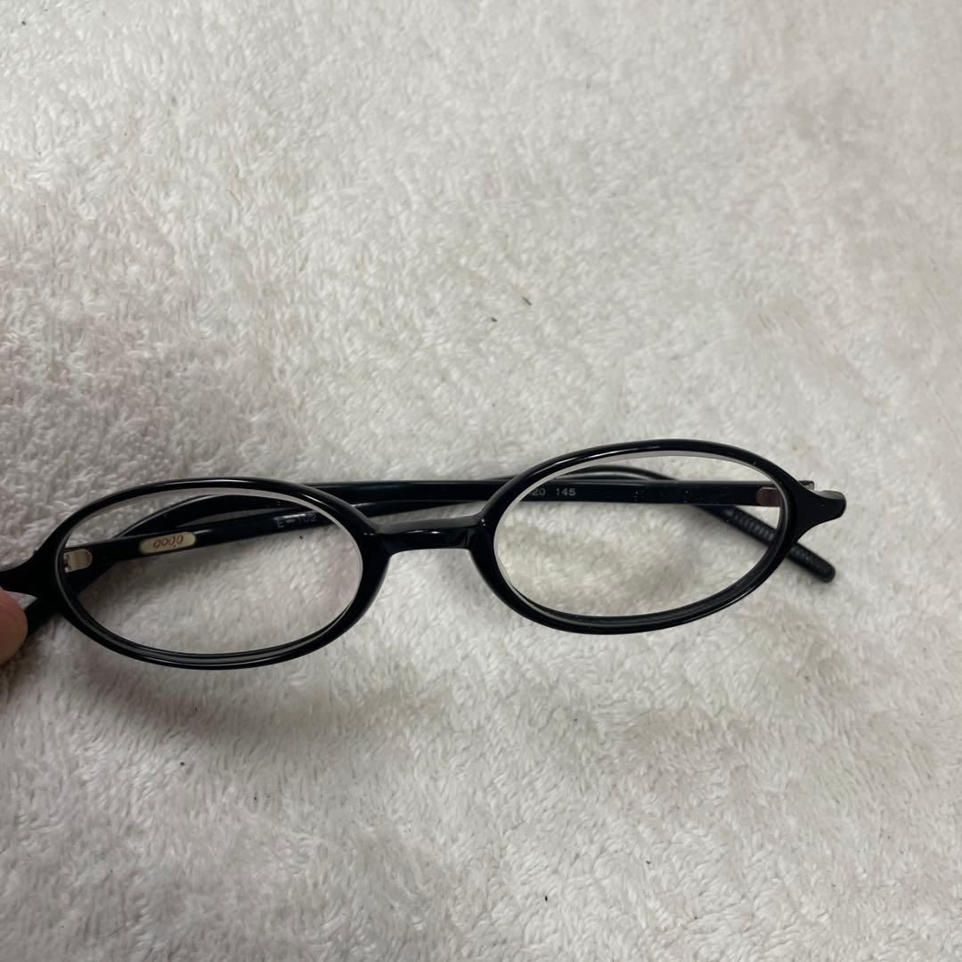 999.9 フォーナインE-102 ブラックオーバルメガネ ケース付き