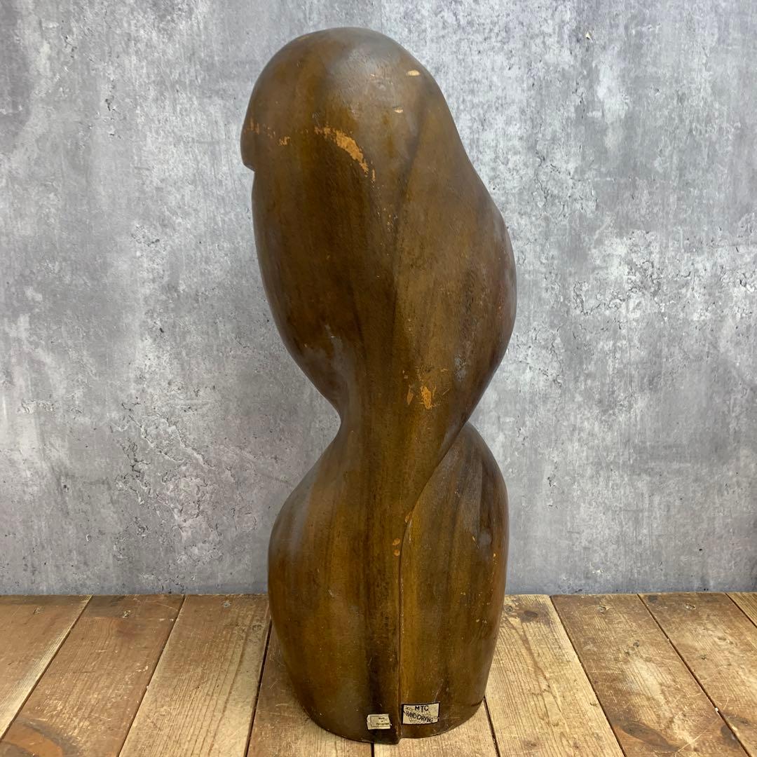 4F 【ヴィンテージ】木彫り 女性像 オブジェ 置物 抽象彫刻 モダン