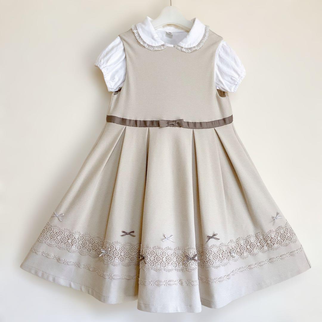 130size ベージュ×ネイビー セレモニー 入学 卒園 発表会 フォーマル