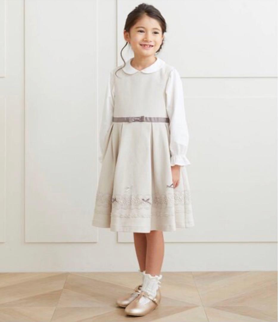 130size ベージュ×ネイビー セレモニー 入学 卒園 発表会 フォーマル