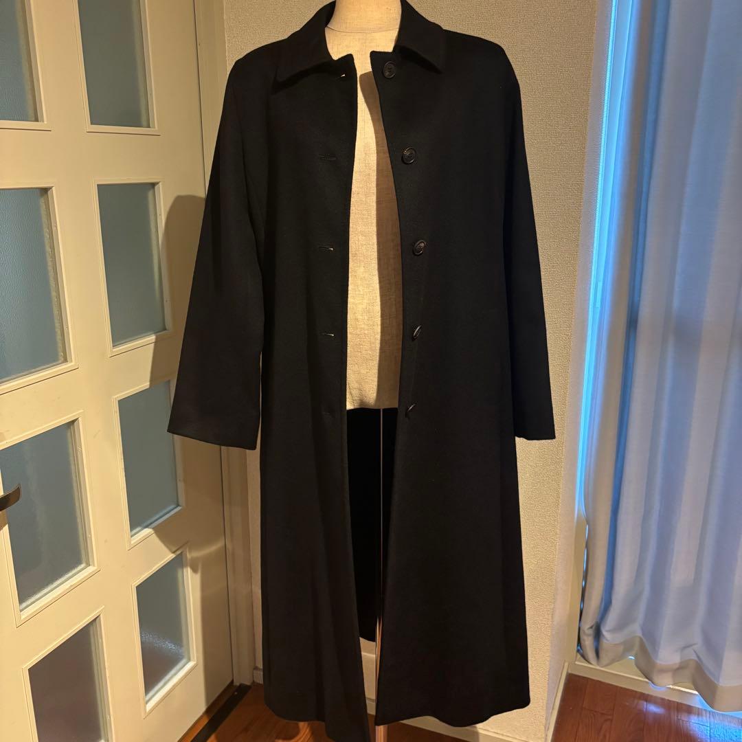 美品 アクアスキュータム カシミア100% ロングコート ブラック ステンカラー
