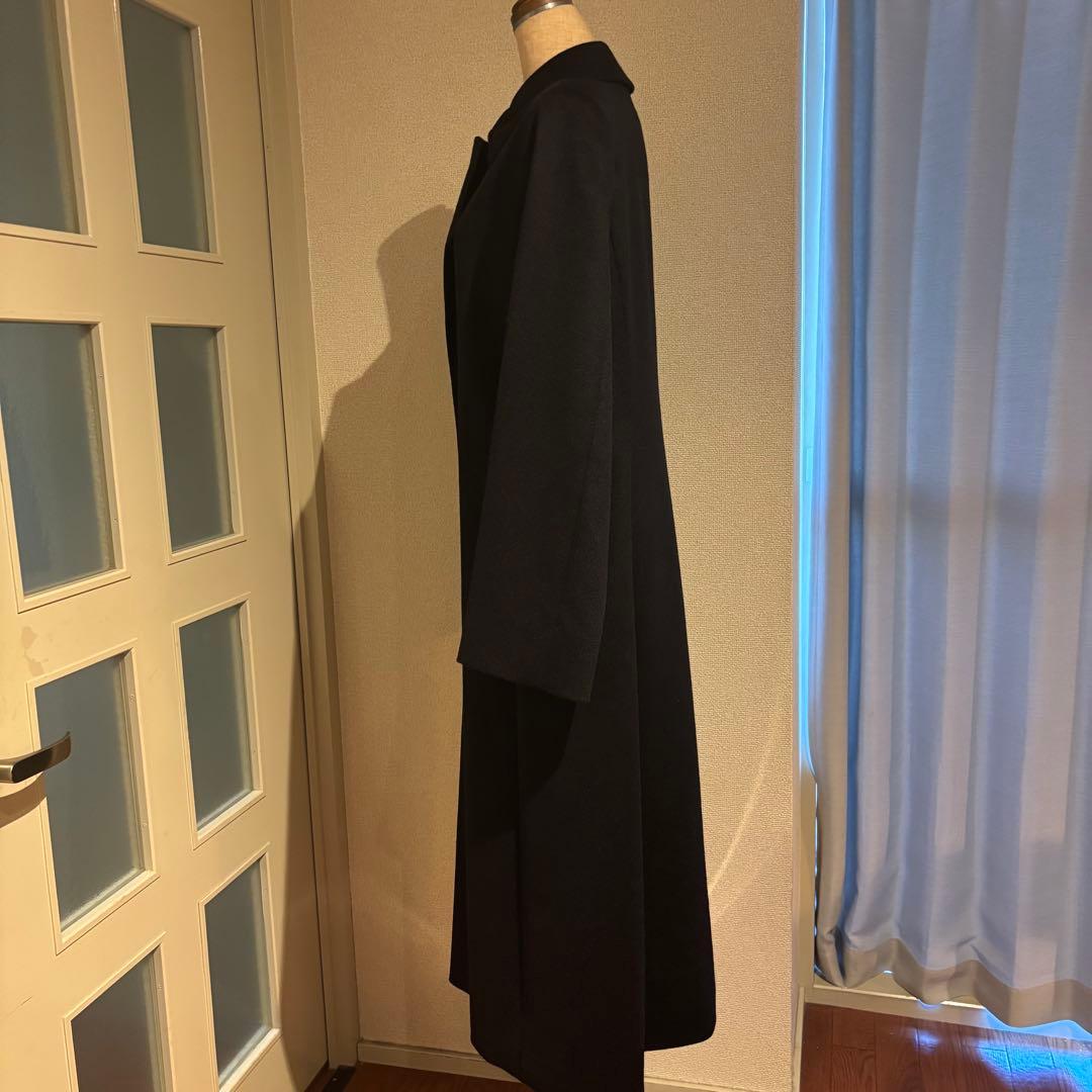 美品 アクアスキュータム カシミア100% ロングコート ブラック ステンカラー