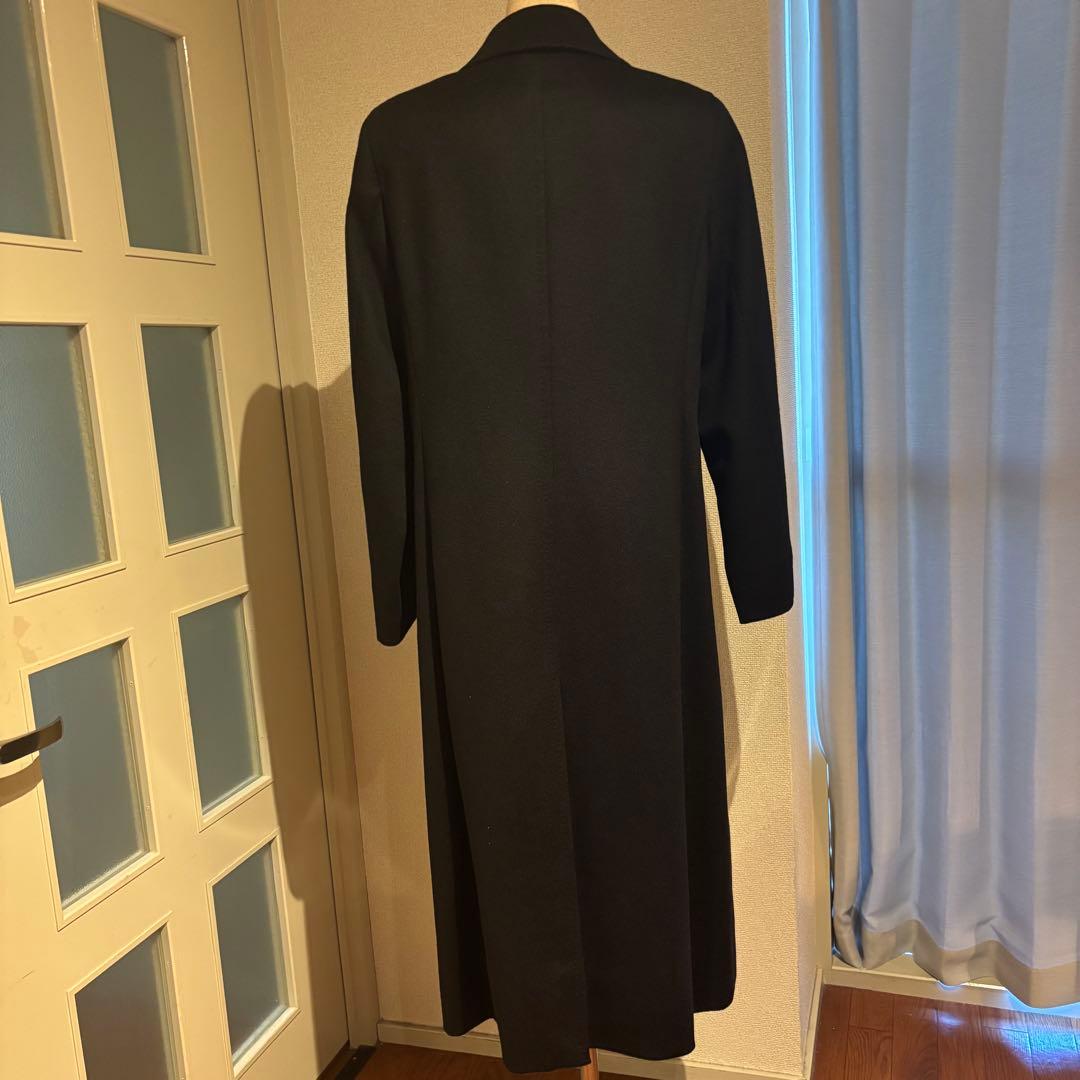 美品 アクアスキュータム カシミア100% ロングコート ブラック ステンカラー