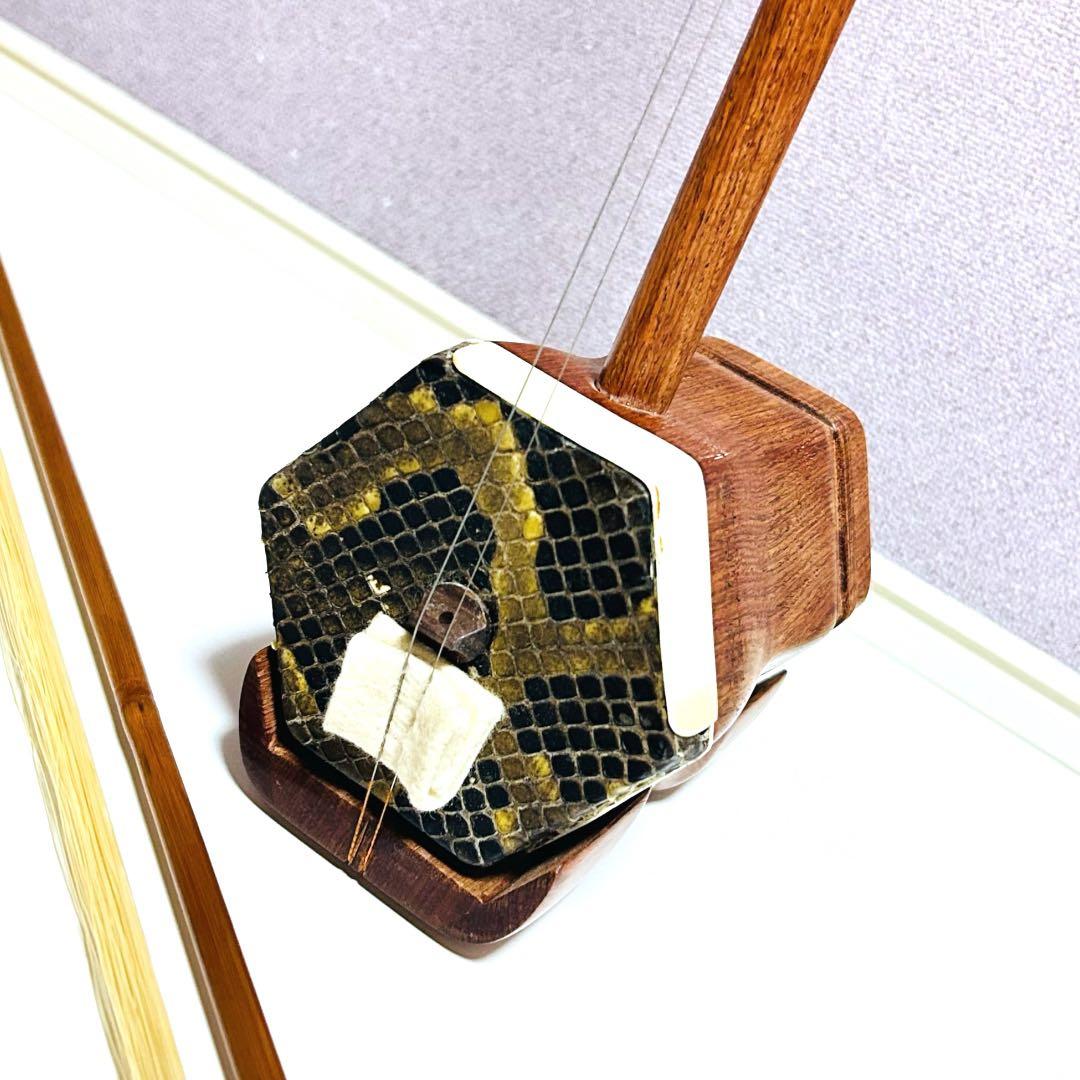 【高級品】十三堂楽器 紅木二胡 本革 ヘビ皮 中国 民族楽器 紅木