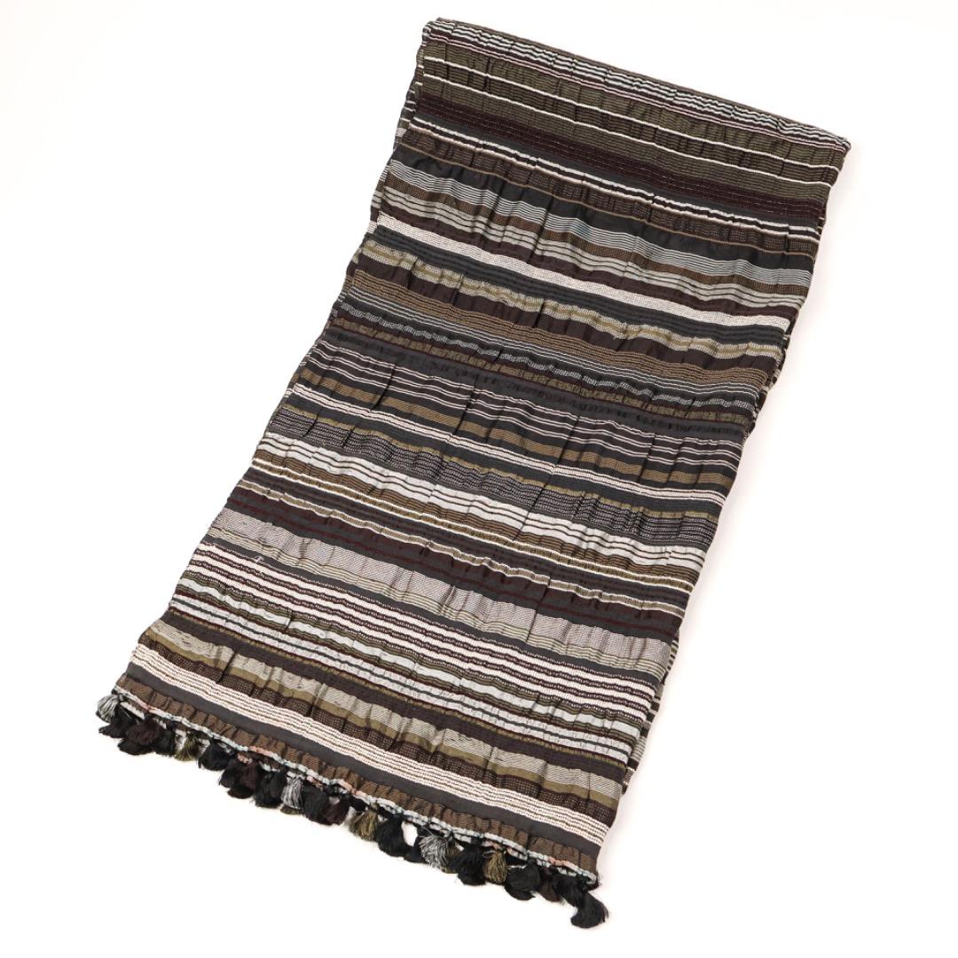 H3371-30◾️ヨーガンレール　ボーダー柄大判ストール　ワッシャー加工