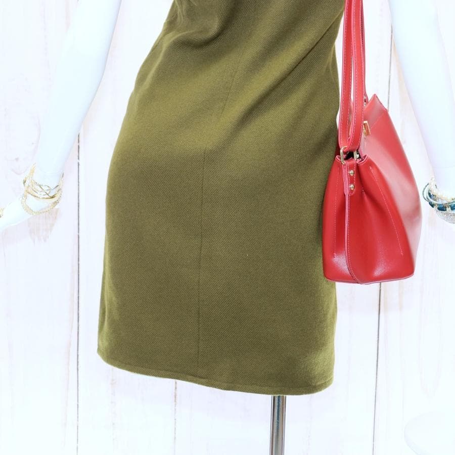 JIL SANDER ノースリーブワンピース S モスグリーン ウールカシミヤ