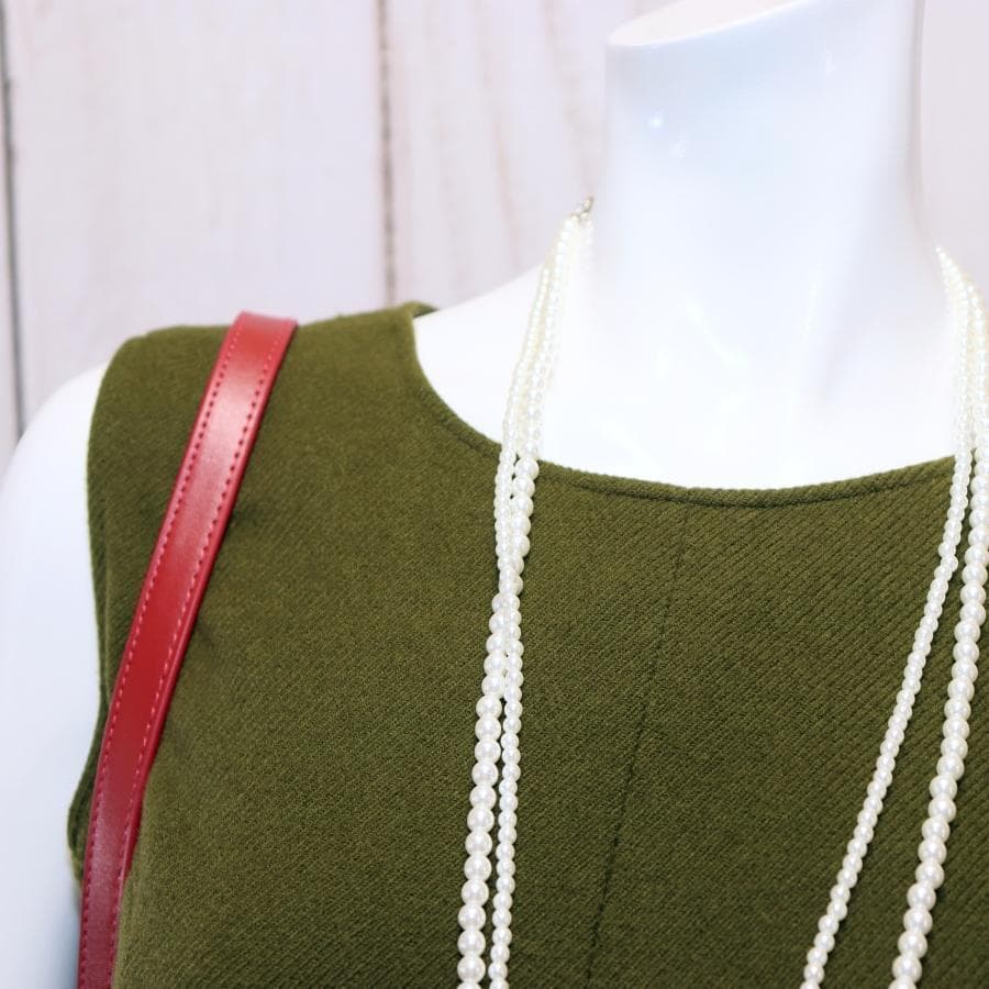 JIL SANDER ノースリーブワンピース S モスグリーン ウールカシミヤ