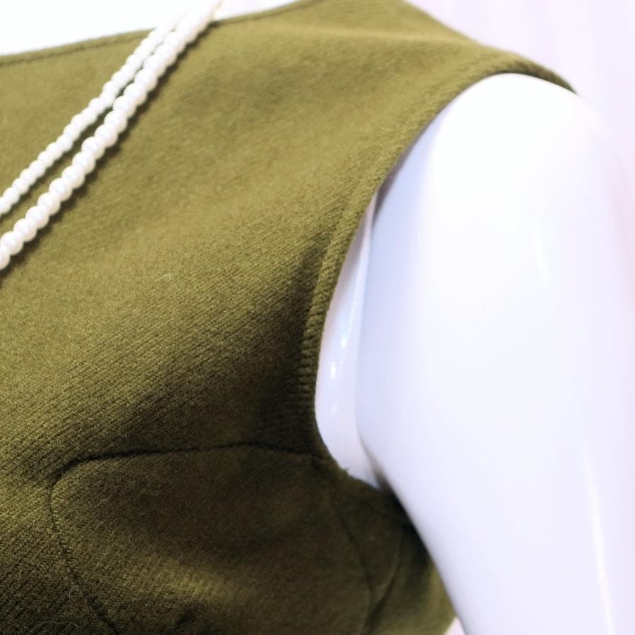 JIL SANDER ノースリーブワンピース S モスグリーン ウールカシミヤ
