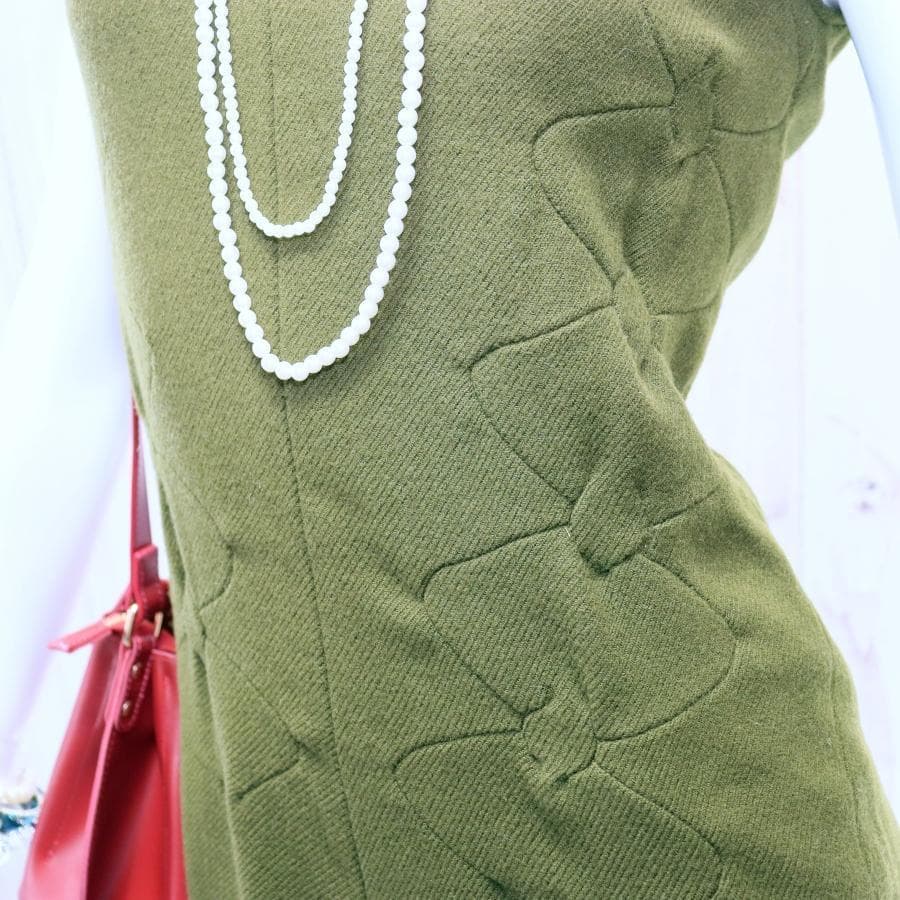 JIL SANDER ノースリーブワンピース S モスグリーン ウールカシミヤ