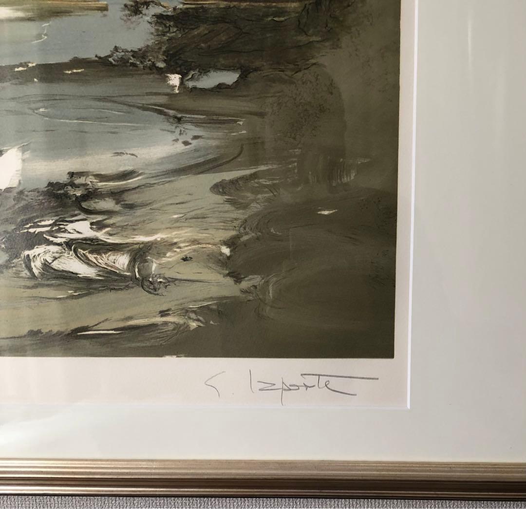 大型額装絵画 ジョルジェ・ラポルト 波の三重奏 リトグラフ 作品保証書付き