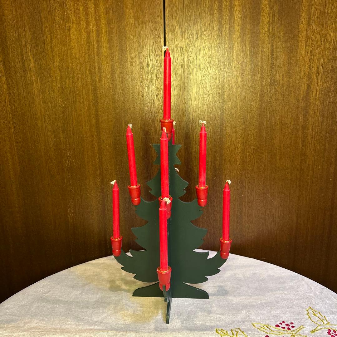 ビンテージLarssonsTraラッセントレー木製キャンドルホルダーキャンドル付