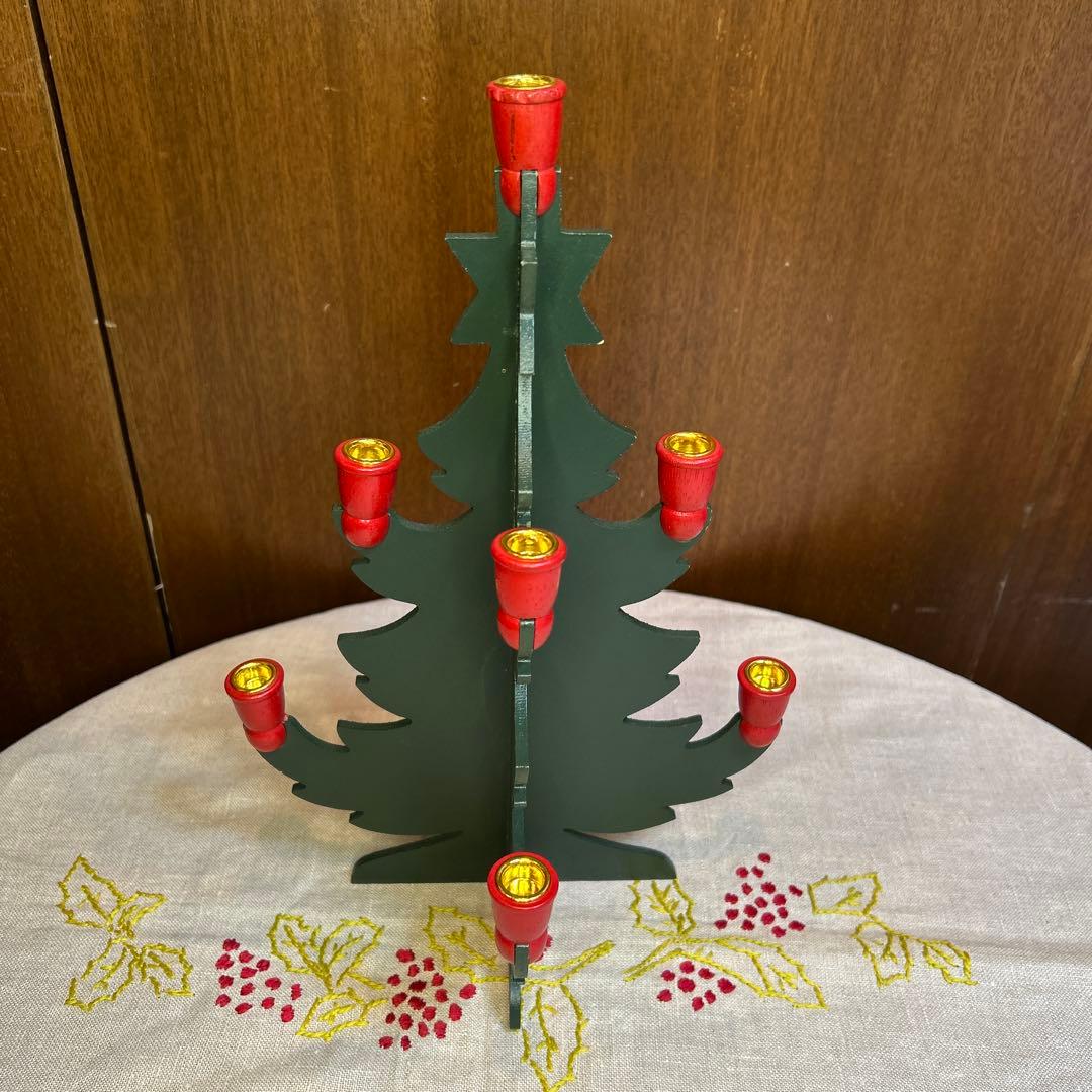 ビンテージLarssonsTraラッセントレー木製キャンドルホルダーキャンドル付