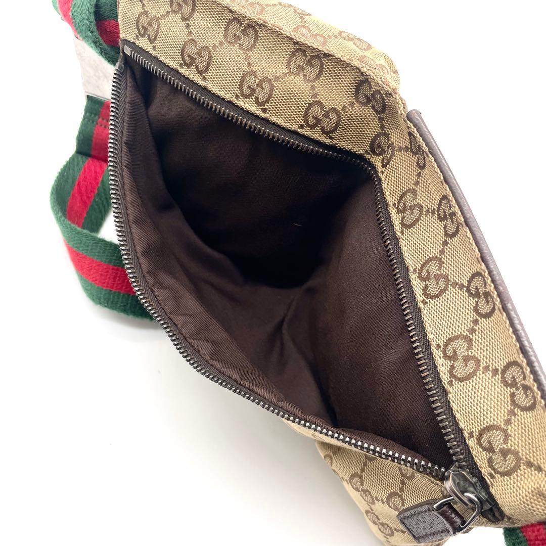 美品✨グッチ ボディバッグ GG キャンバス レザー シェリーライン