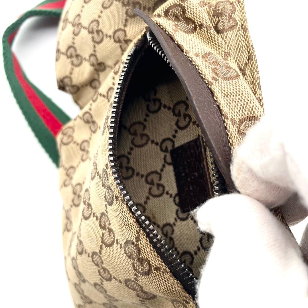 美品✨グッチ ボディバッグ GG キャンバス レザー シェリーライン