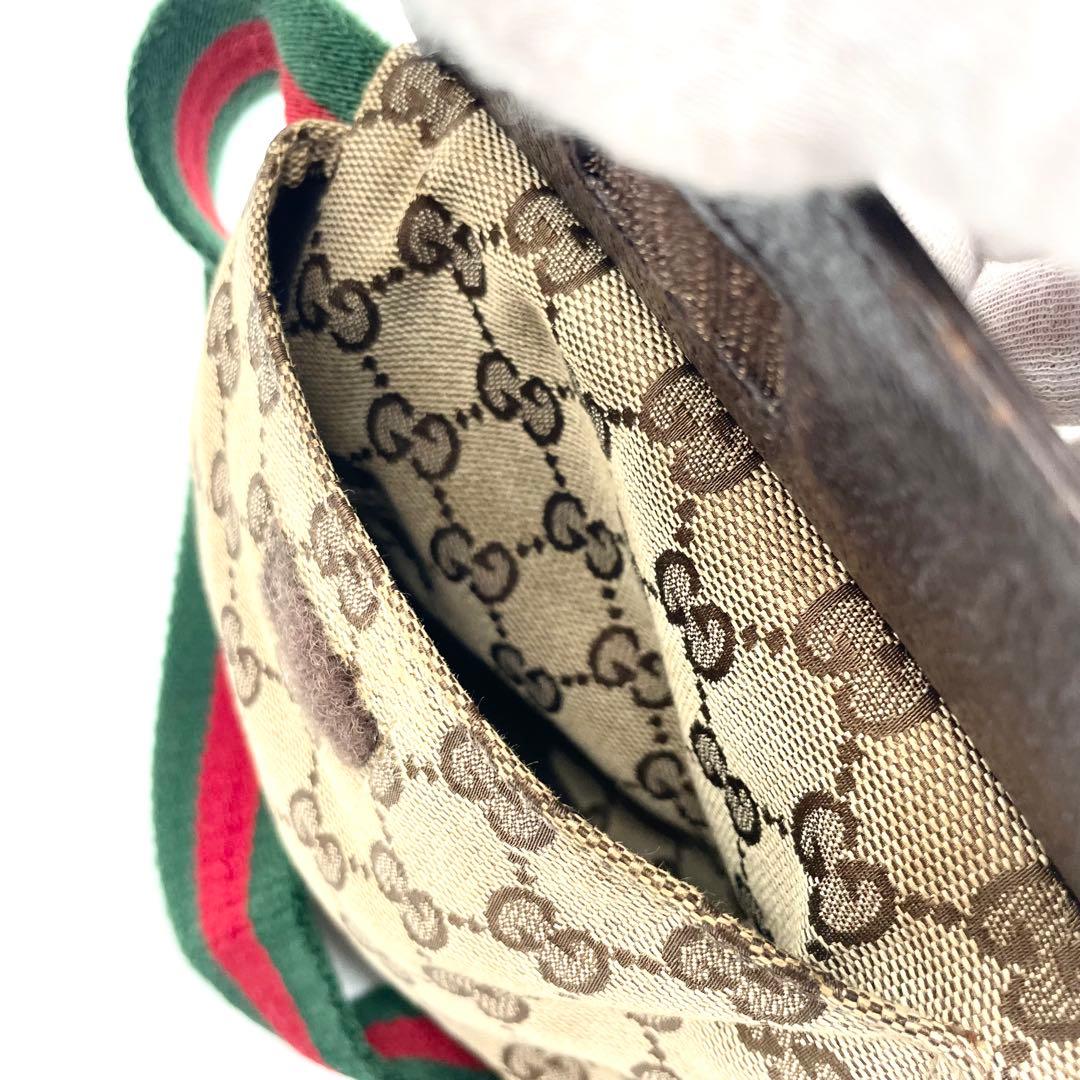 美品✨グッチ ボディバッグ GG キャンバス レザー シェリーライン