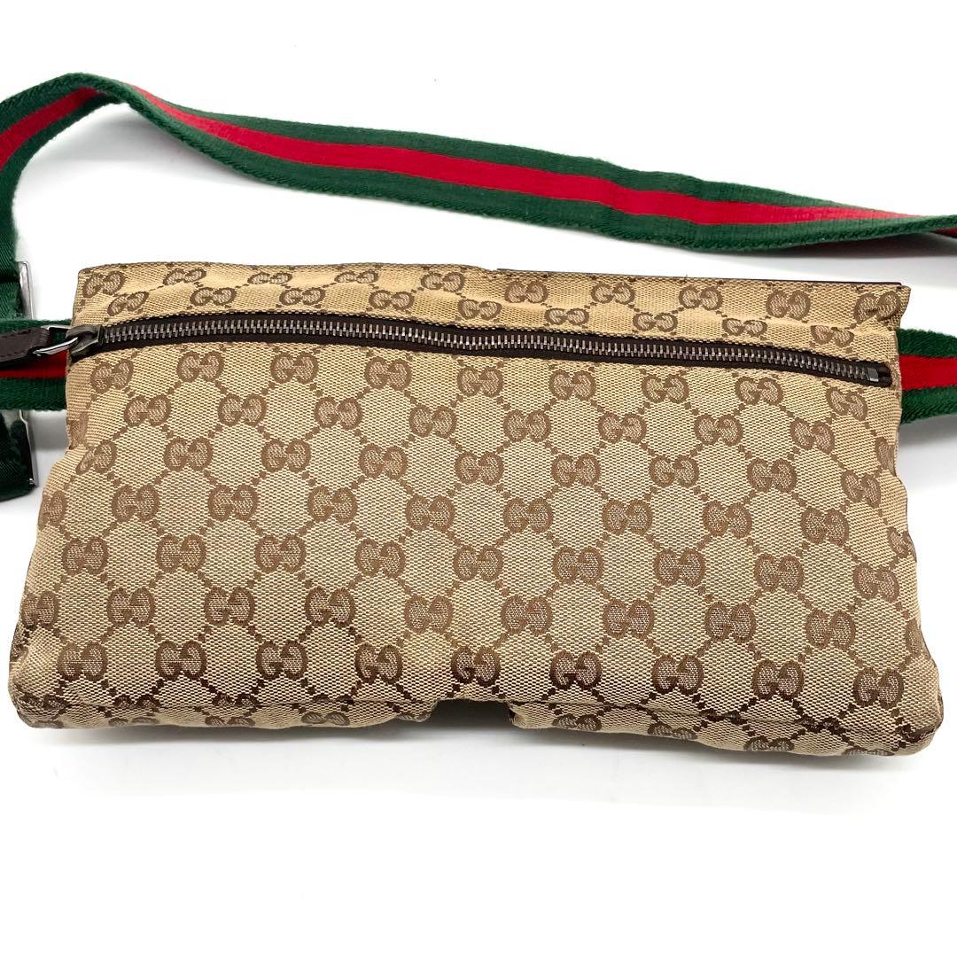美品✨グッチ ボディバッグ GG キャンバス レザー シェリーライン