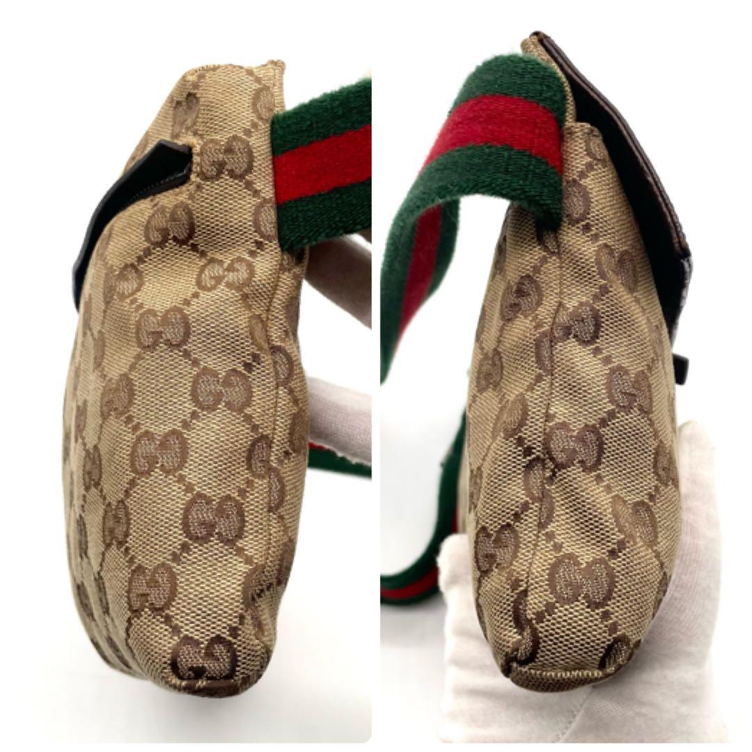 美品✨グッチ ボディバッグ GG キャンバス レザー シェリーライン