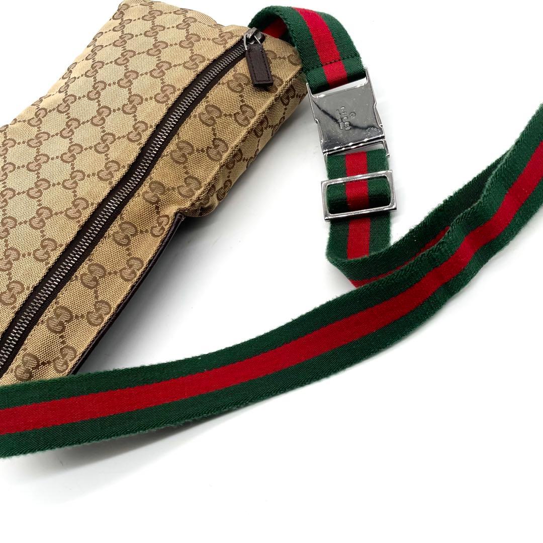 美品✨グッチ ボディバッグ GG キャンバス レザー シェリーライン