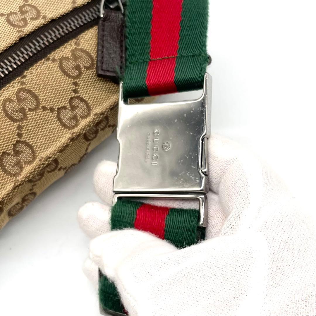 美品✨グッチ ボディバッグ GG キャンバス レザー シェリーライン