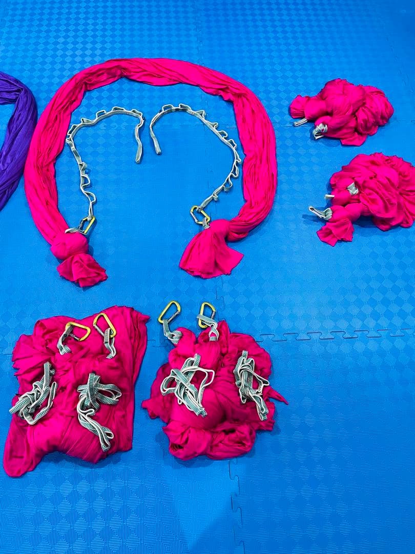 フライングヨガ ハンモック 11点セット 吊り下げ可能 紫/ピン