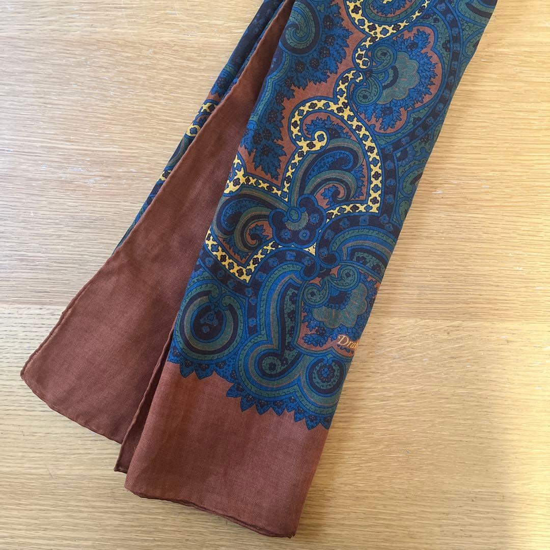 Drake's ドレイクス 大判スカーフ ウール×シルク 美品