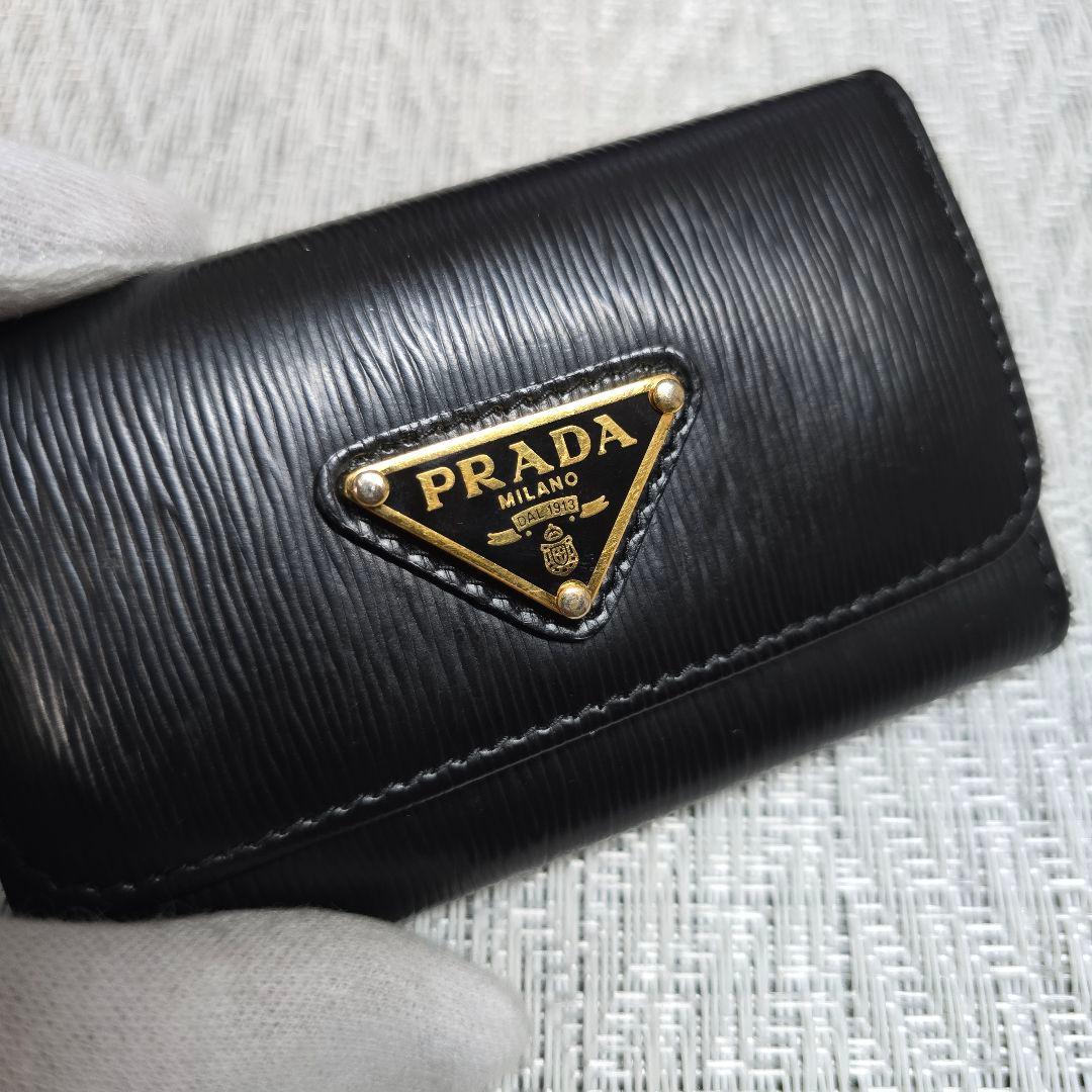 超美品　PRADA　プラダ　キーケース　6連　三角ロゴ　ヴィッテロムーブ　レザー