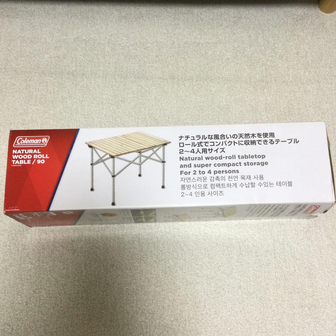 希少90cmサイズ 新品 Coleman ナチュラルウッドロールテーブル