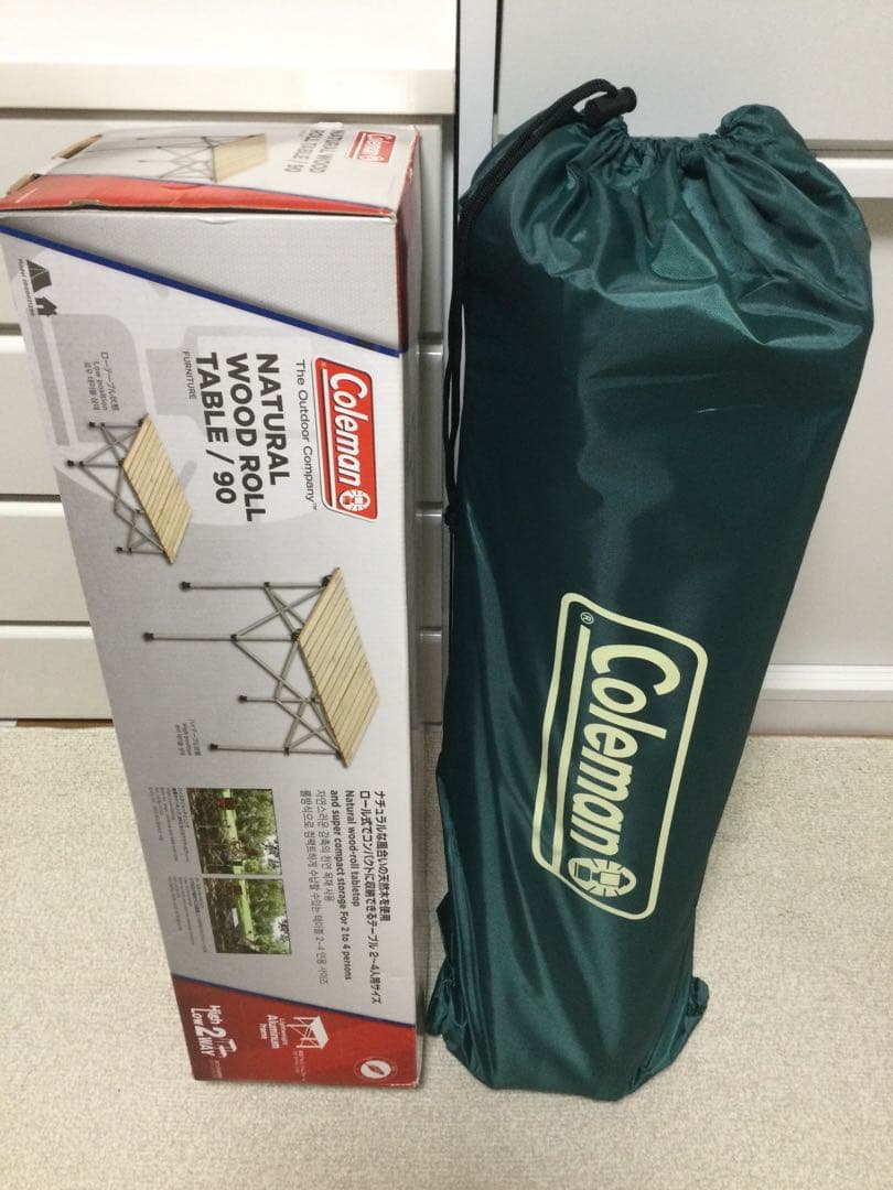 希少90cmサイズ 新品 Coleman ナチュラルウッドロールテーブル