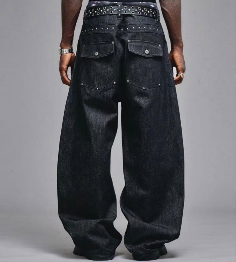 ANDER HUNK スタッズデザインリジットカーブデニム Mブラック - メルカリ