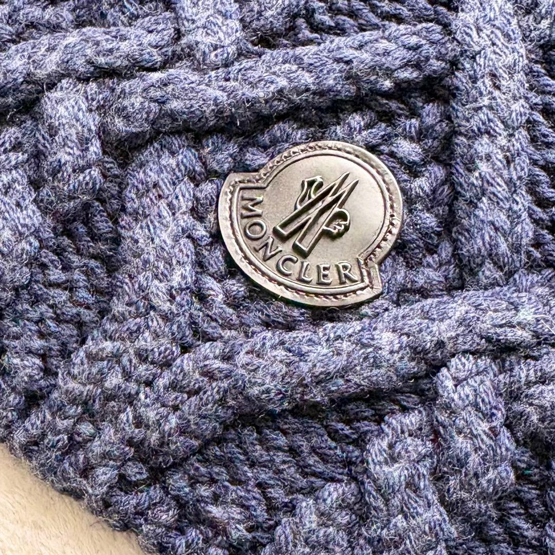 美品✨モンクレール SCIARPA ケーブル編み ラバーロゴ マフラー ストール