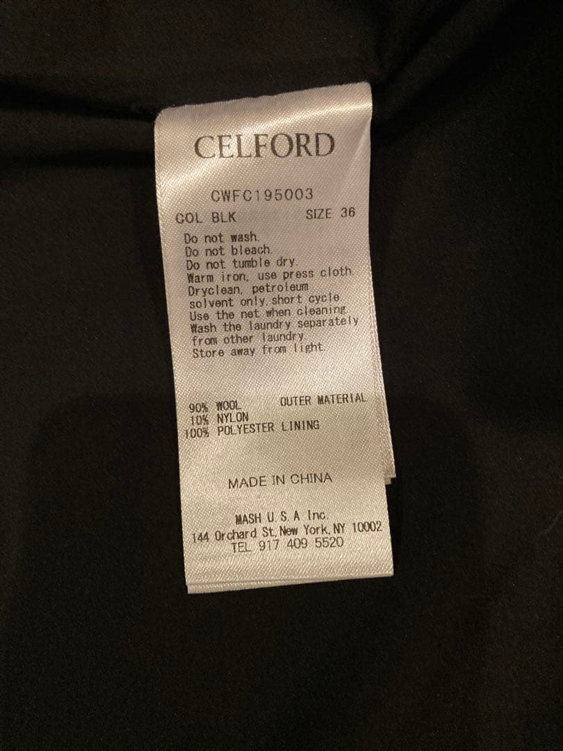 CELFORDブラックロングコート Vネック