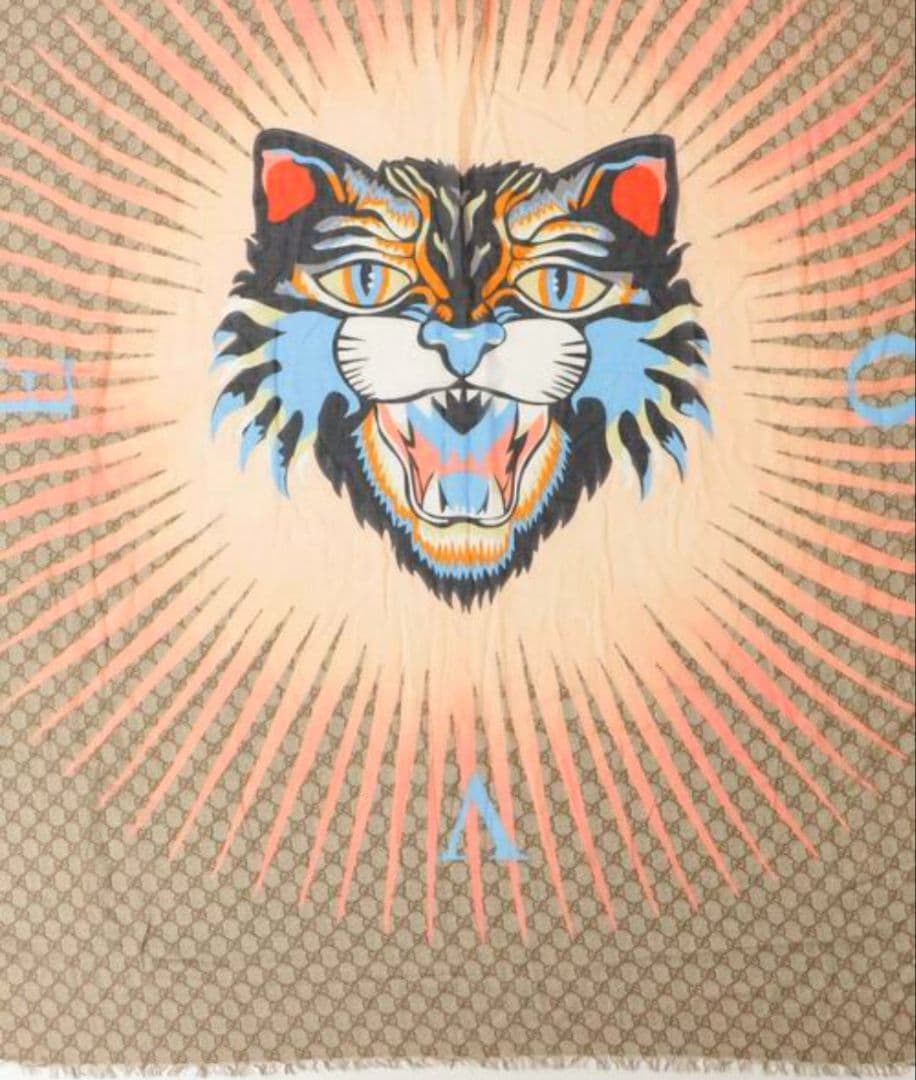 ⭐未使用級激レア⭐GUCCI アングリーキャット gg 大判スカーフ