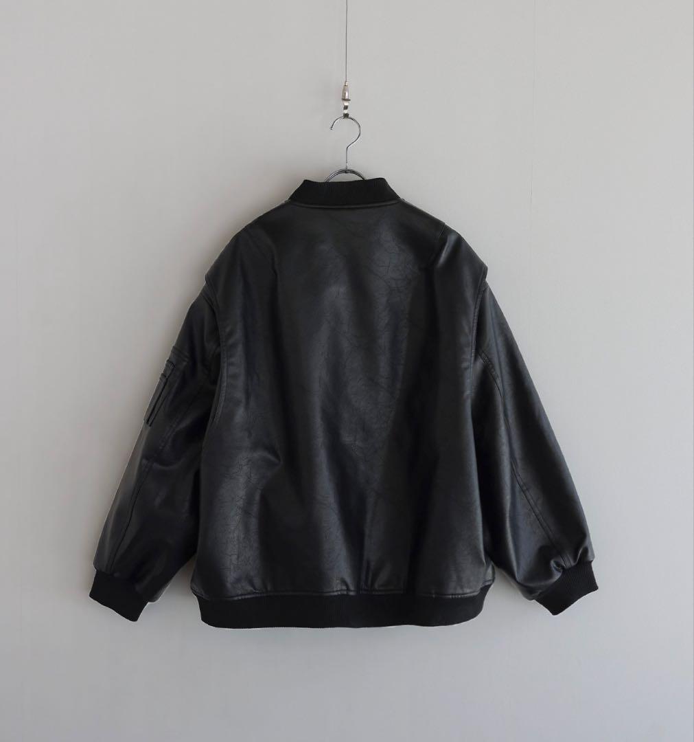ルーズシルエットメタルジップ ボリュームma-1ブルゾン
