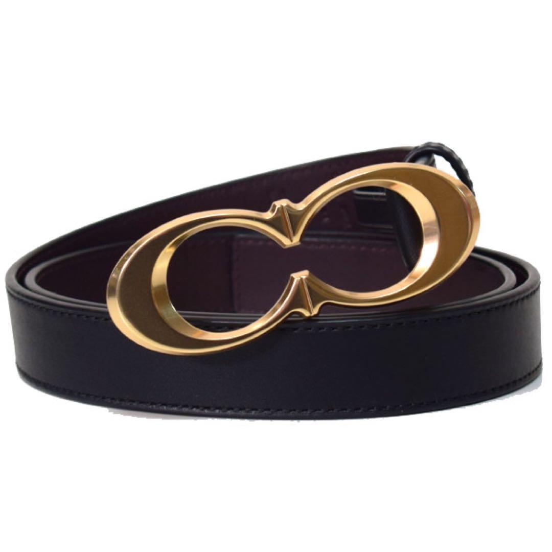 コーチ カーフレザー シグネチャー バックル ベルト ブラック S