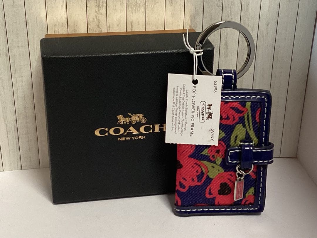 未使用タグ付コーチCOACH POP 写真手帳キーリング付きフォトフレーム本物