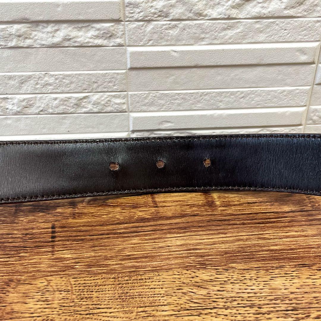 グッチ GGキャンバス レザー ベルト GG バックル シルバー ブラウン