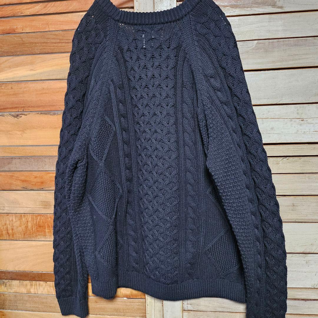 ナイキ ケーブル ニット セーター ビックスウッシュロゴ XL ブラック黒