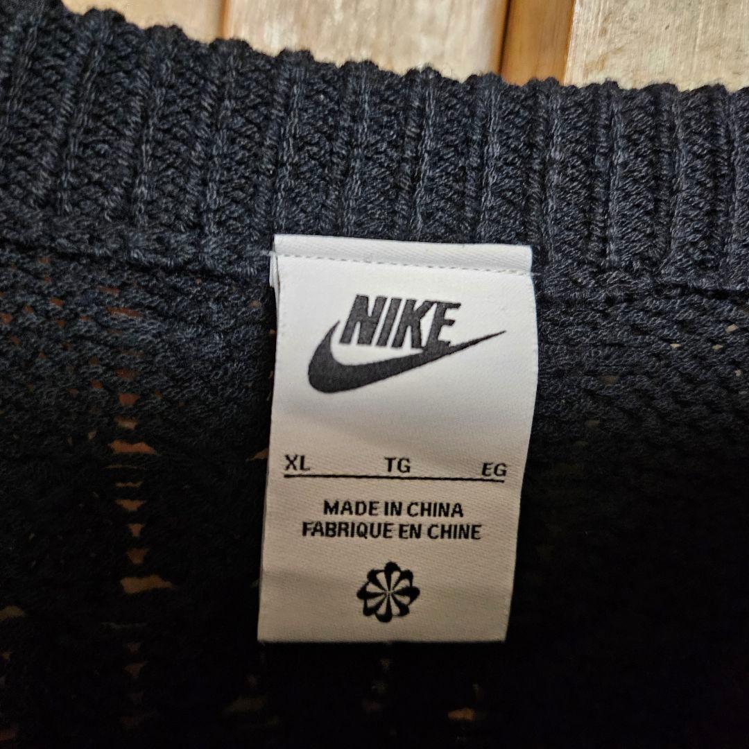 ナイキ ケーブル ニット セーター ビックスウッシュロゴ XL ブラック黒