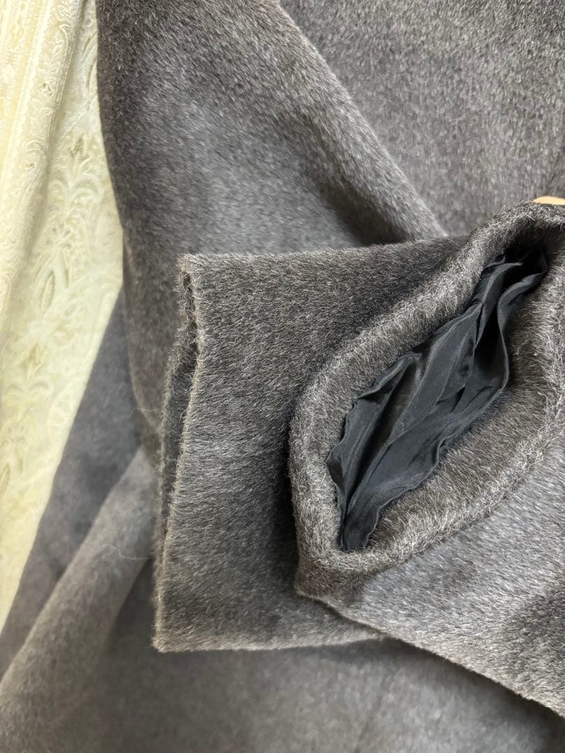 アナイ　アルパカシャギーコクーンコート　チャコールグレー