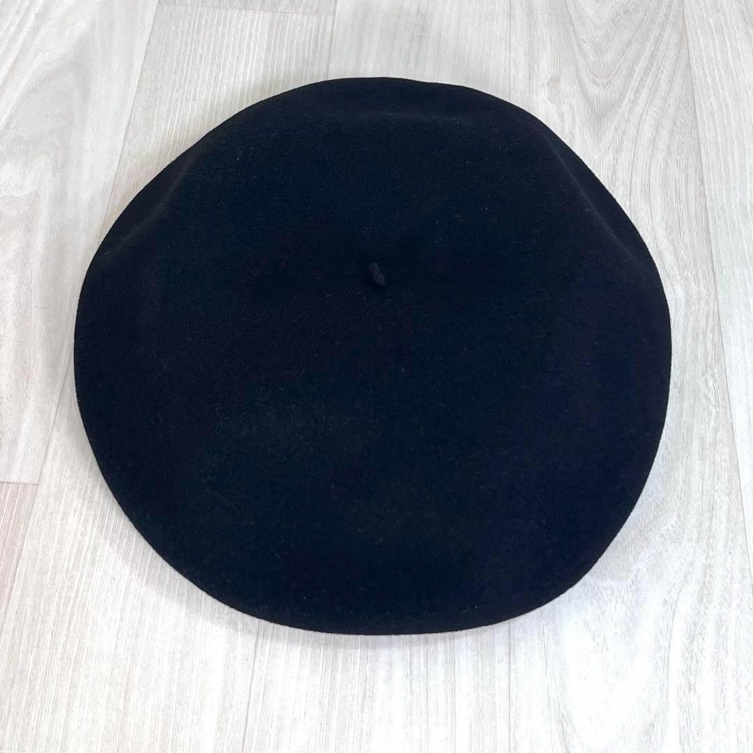 【美品】CHANEL/シャネル　ベレー帽　ココマーク刺繍　ウール　59相当　黒