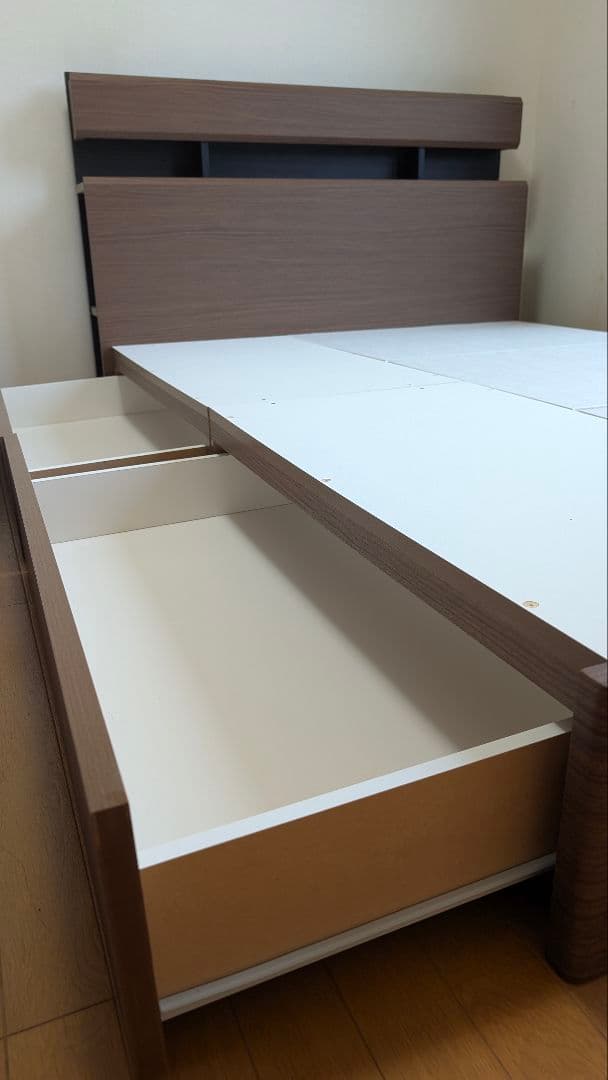 【引取り】ニトリ ダブルベッドフレーム 引き出し収納付き