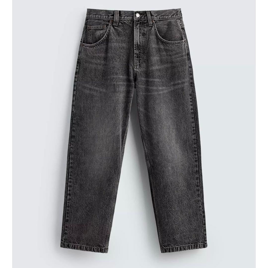 値下❗️ZARA バギーフィットデニムパンツ グレー EU34(JP28) - メルカリ