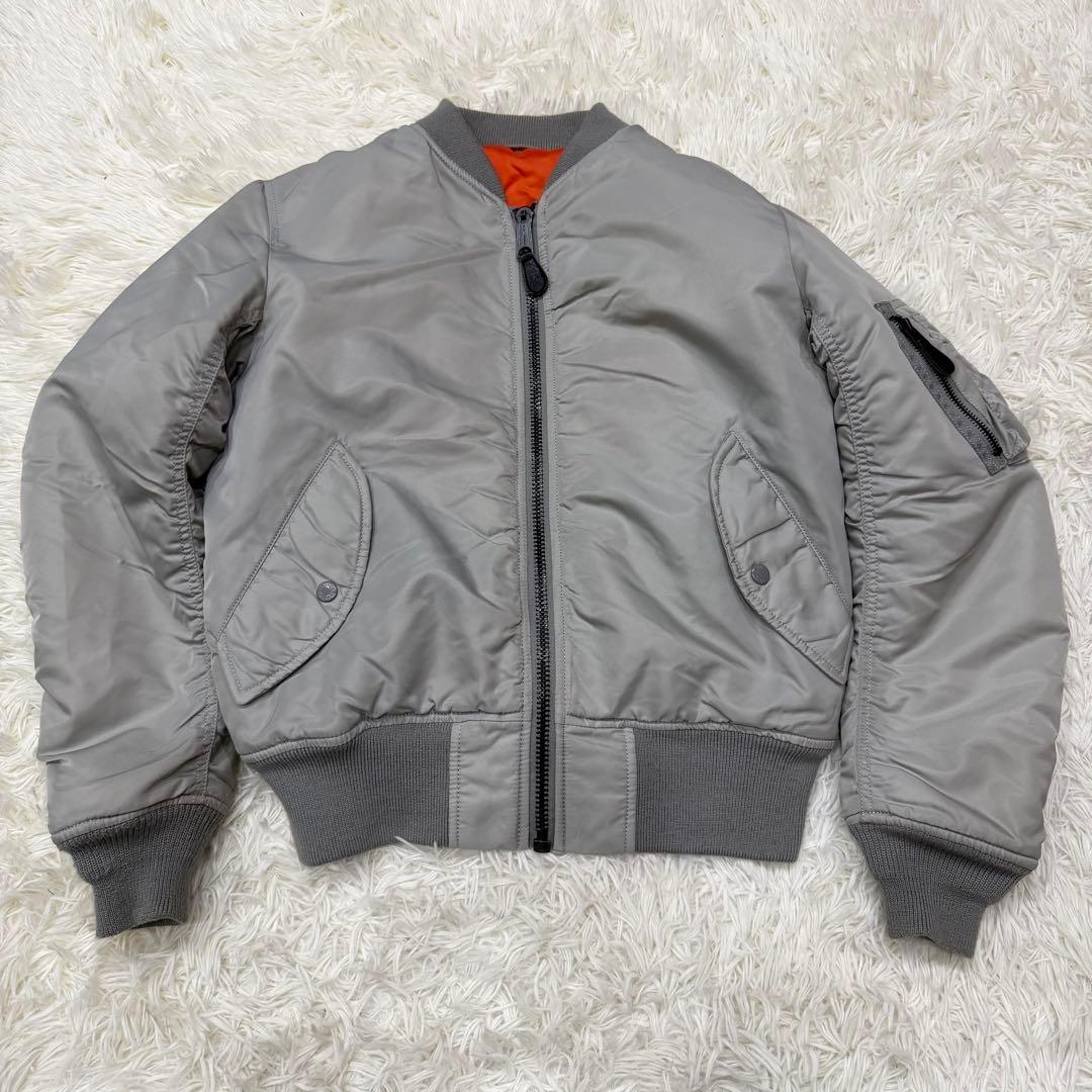 710　AVIREX 　MA-1フライトジャケット　M　シルバー